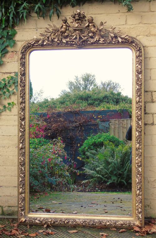 Stunning French Gilt Mirror Cherub Crest