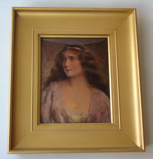 Beautiful Antique Crystoleum Portrait Painting on Glass
