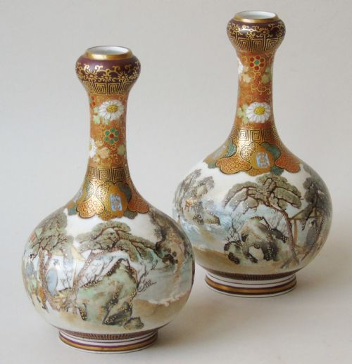 Fine Pair of Japanese Meiji Satsuma Vases