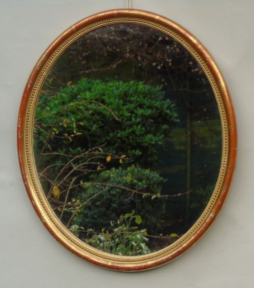 Neat French Oval Giltwood Mirror