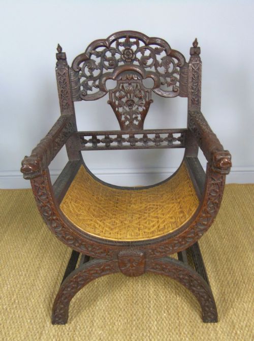 fig 1. Imposing Pair of Antique Eastern Hardwood Chairs