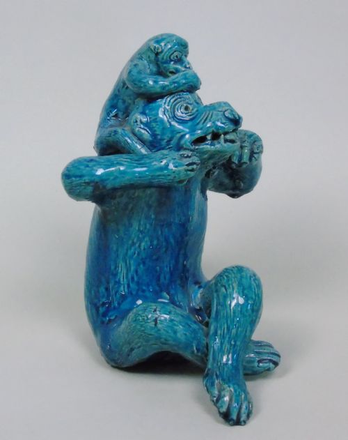 Chinese Turquoise Glazed Monkey and Infant 19th Century