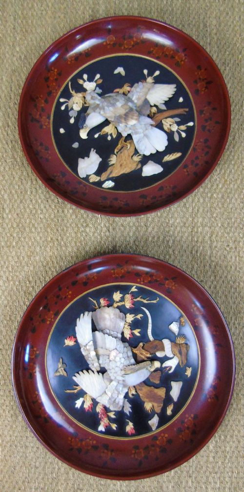 Good Pair of Large Japanese Shibayama Plaques