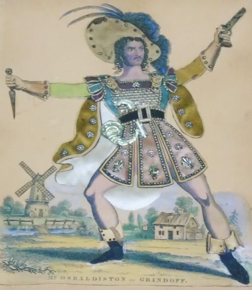 fig 1. Antique Tinsel Picture Mr Osbaldiston as Grindoff