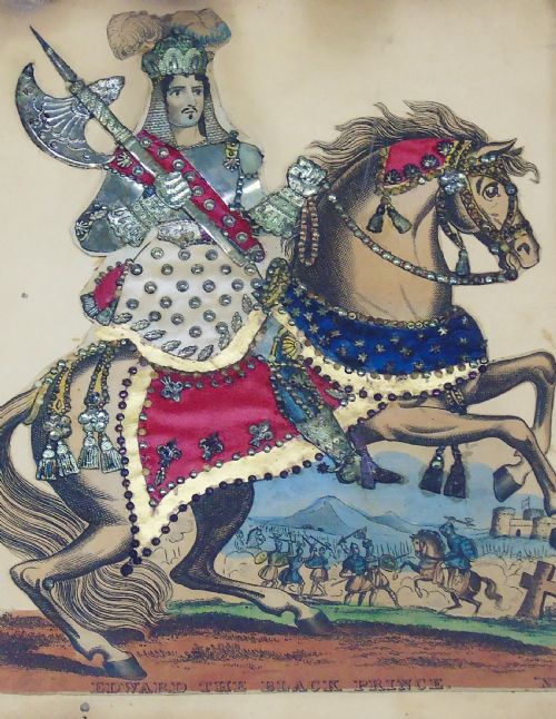 Antique Tinsel Picture Edward the Black Prince
