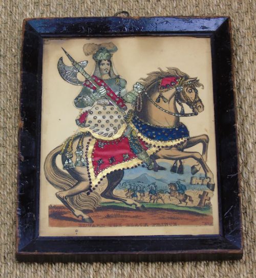 fig 1. Antique Tinsel Picture Edward the Black Prince