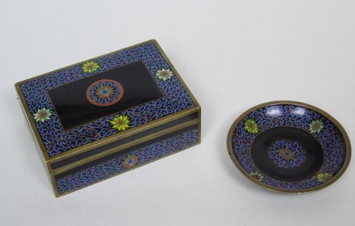 Japanese Cloisonne Jewellery Box and Matching Ring Tray