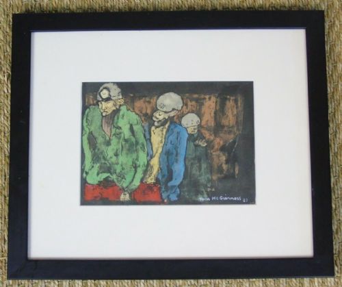 Original Painting Miners Crossing the Line Tom Mcguiness