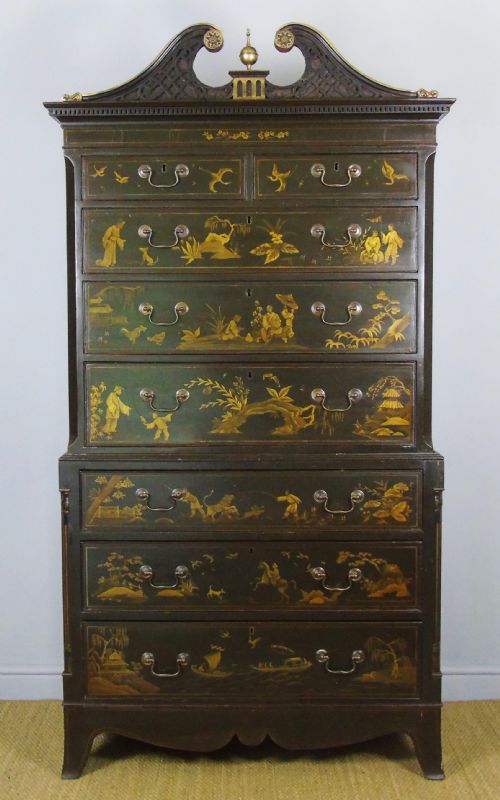 Elegant 19th Century Regency Style Chinoiserie Chest on Chest
