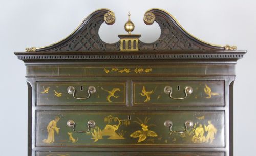 fig 1. Elegant 19th Century Regency Style Chinoiserie Chest on Chest