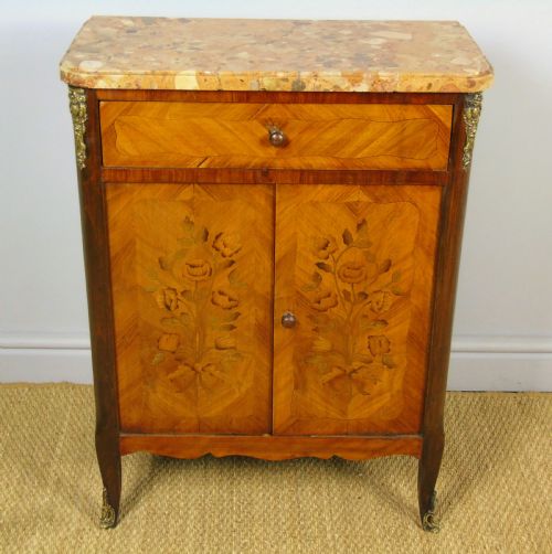 Antique French Marquetry Cabinet Marble Top