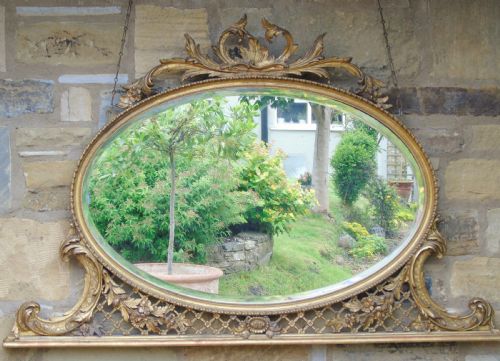 Antique Oval Gilt Overmantel Mirror
