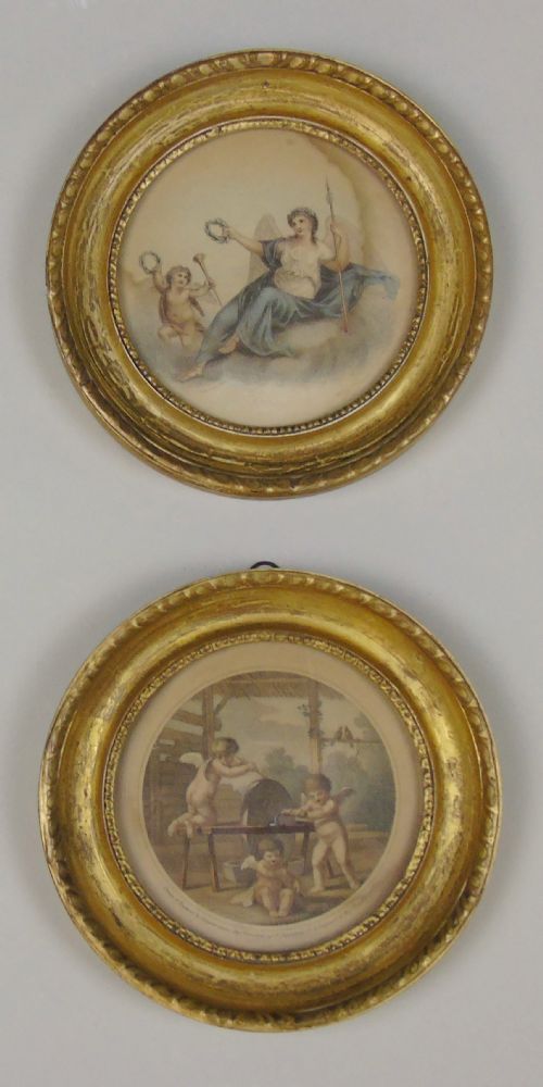 Antique Pair of Hand Coloured Engravings Bartolozzi