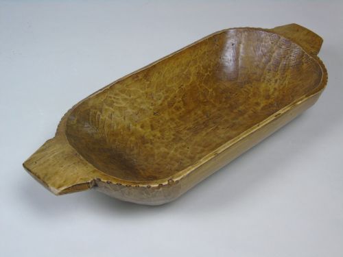 Antique Fruitwood Hand Adzed Long Bowl