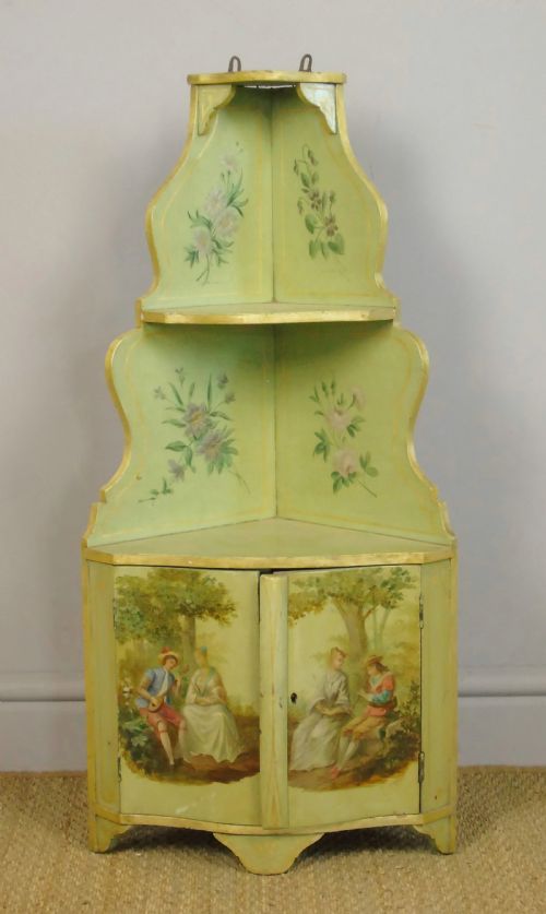 Pretty Early 20th Century Hand Painted Wall Corner Cupboard