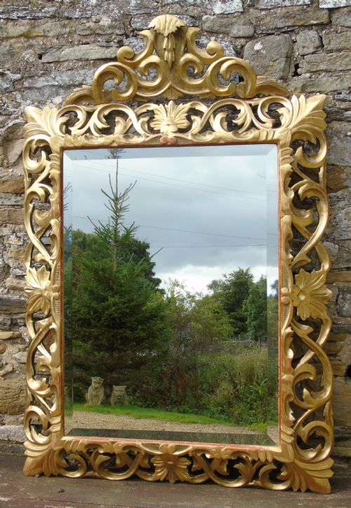Large Antique Florentine Mirror with Crest
