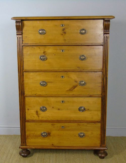Large Antique Pine and Elm Chest of Drawers