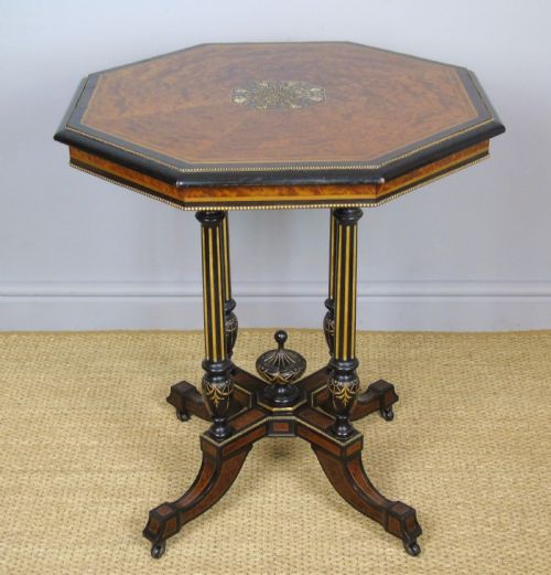 Outstanding Aesthetic Ebonised Birds Eye Maple & Gilt Bronze Table