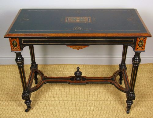 Outstanding Aesthetic Ebonised Burr Walnut Table Circa 1870