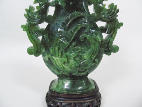 fig 1. Large Early 20th Century Chinese Spinach Jade Urn & Cover