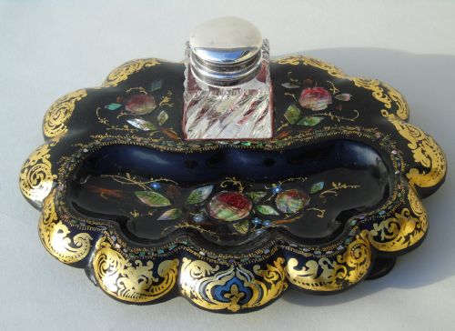 Antique Papier Mache Ink Stand 19th Century