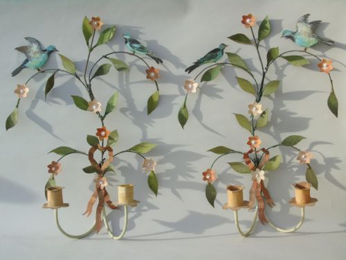 Pretty Pair of Vintage Metal Wall Sconce