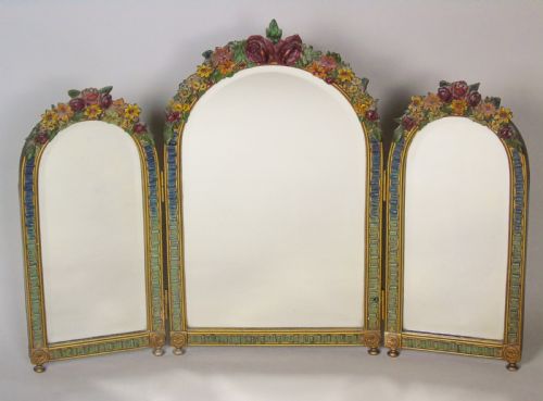 Pretty Triple Plate Barbola Dressing Table Mirror