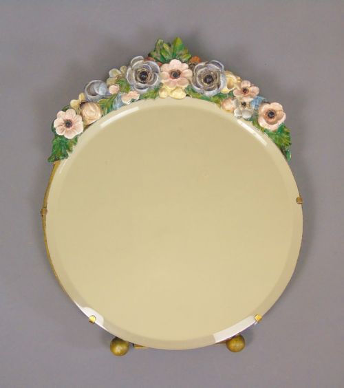 Antique Floral Barbola Mirror