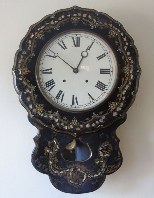 Victorian Mother of Pearl Inlaid Wall Clock