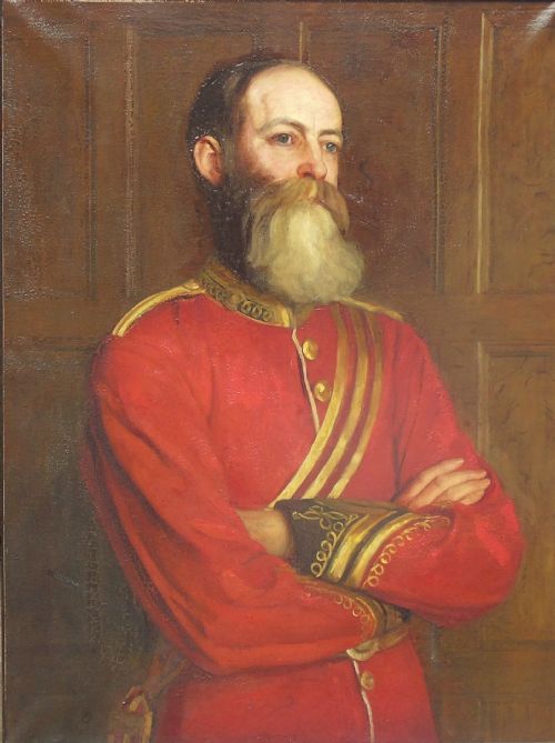 Antique Oil Painting Portrait of an Officer Major