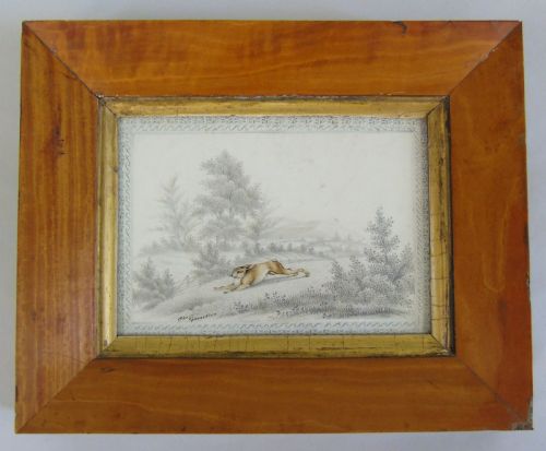 Antique Watercolour Painting Hare 19th Century