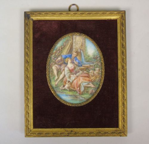 fig 2. Beautiful Miniature Painting After Boucher Courting Couple