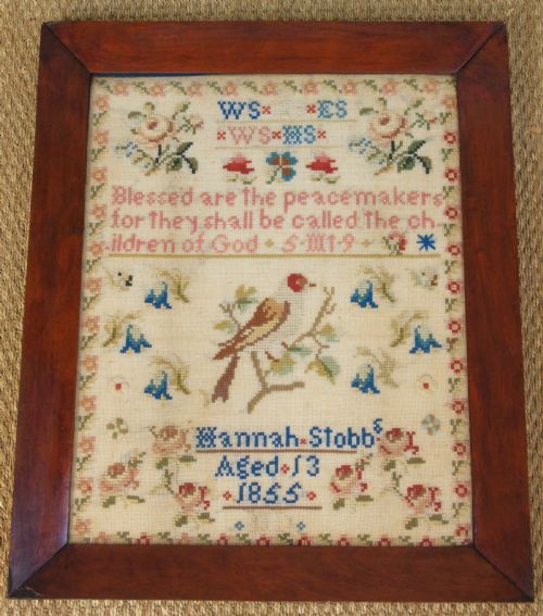 Antique Needlework Sampler Hannah Stobbs 1855