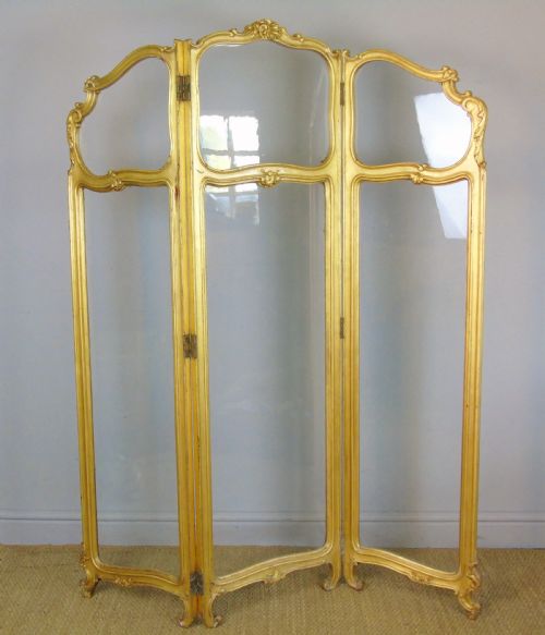 French Gilt Rococo Three Fold Glazed Screen