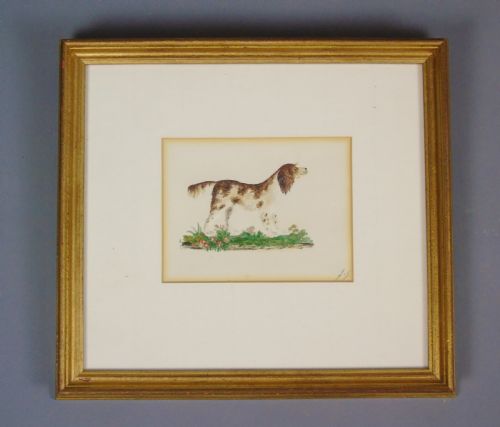 fig 1. Charming Antique Watercolour of Spaniel Embossed