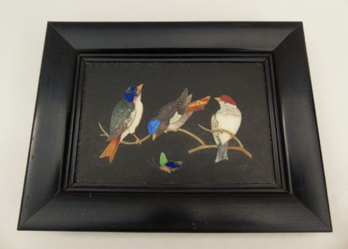 fig 1. Antique Italian Pietra Dura Marble Panel Birds