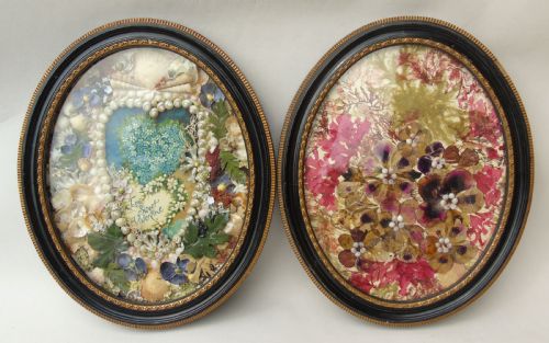 Pretty Antique Folk Art Shellwork Valentines