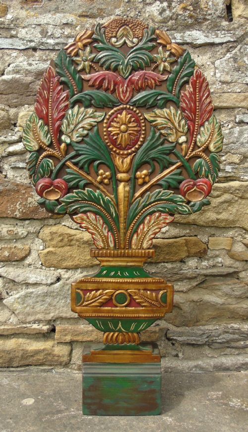 Antique Spanish Toleware and Wooden Altar Stand Decoration