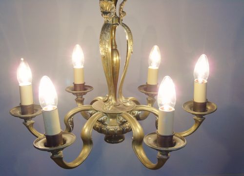 Good Quality Edwardian Brass Chandelier