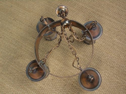 fig 1. Arts & Crafts Copper Chandelier of Hanging Lantern Design