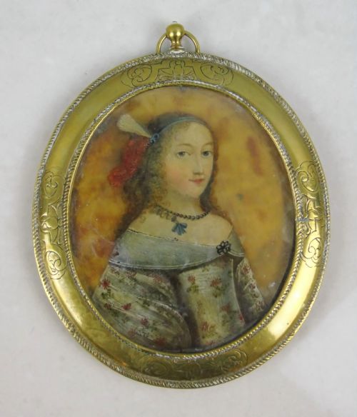 17th Century Miniature Portrait Noble Lady