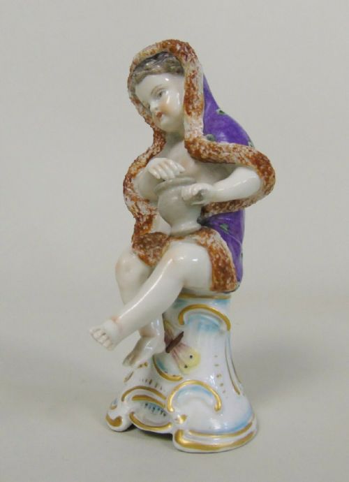 Continental Porcelain Putto Figure Winter