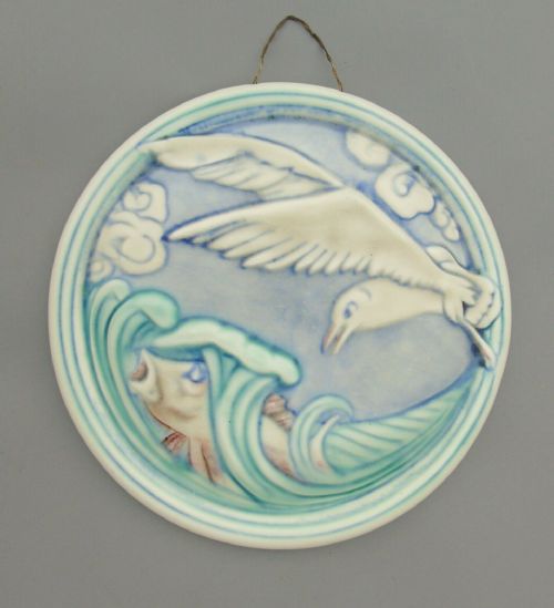 Pilkingtons Royal Lancastrian Wall Plaque Seagull Fish Arts & Crafts