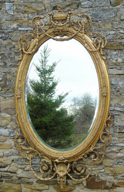 Antique Adams Style Oval Gilt Mirror