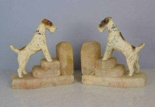Charming Antique Airedale Terrier Bookends