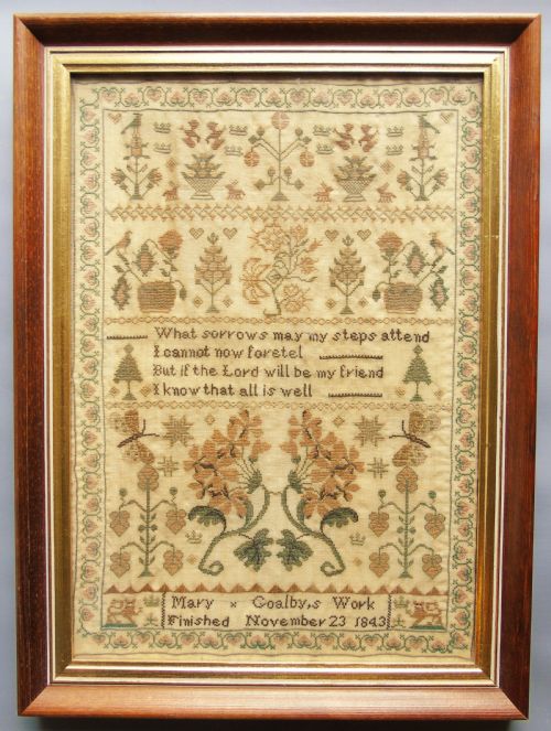 Antique Needlework Sampler Mary Goalby 1843