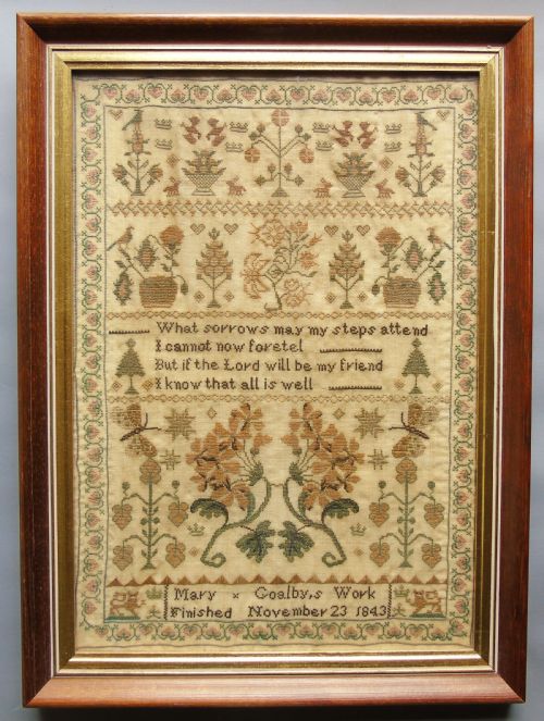fig 1. Antique Needlework Sampler Mary Goalby 1843