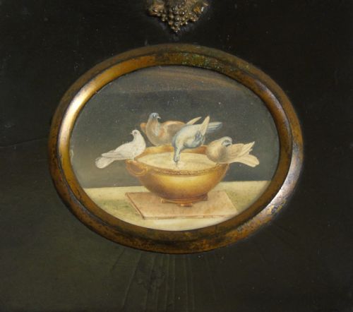 fig 1. Antique Miniature Watercolour Painting Plinys Doves