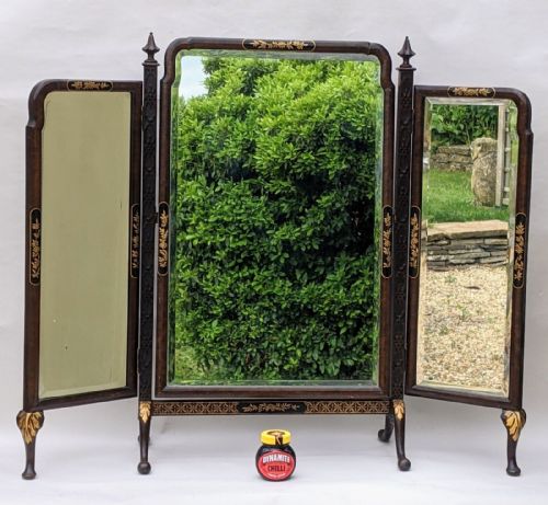 fig 1. Good Very Large Mahogany Chinoiserie Dressing Mirror