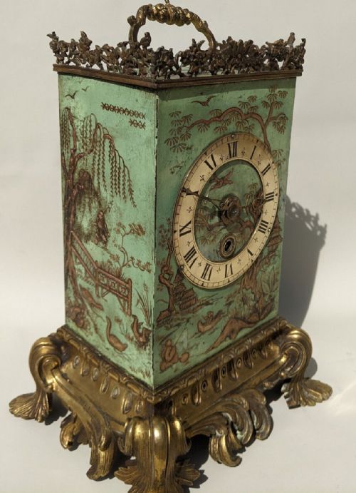 fig 1. Good Fusee Verge Chinoiserie Ormolu Mantle Clock